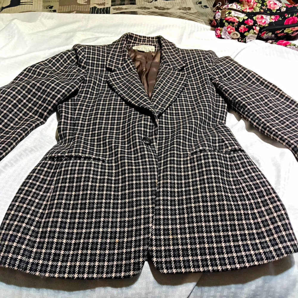 Rena Rowan for Saville Women's Blazer, Size 10, Plaid, 100% Wool, Lined Pockets